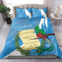 Guatemala Independence Day Bedding Set Coat Of Arms With Resplendent Quetzal Grunge Style - Wonder Print Shop