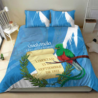 Guatemala Independence Day Bedding Set Coat Of Arms With Resplendent Quetzal Grunge Style - Wonder Print Shop