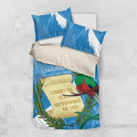 Guatemala Independence Day Bedding Set Coat Of Arms With Resplendent Quetzal Grunge Style - Wonder Print Shop