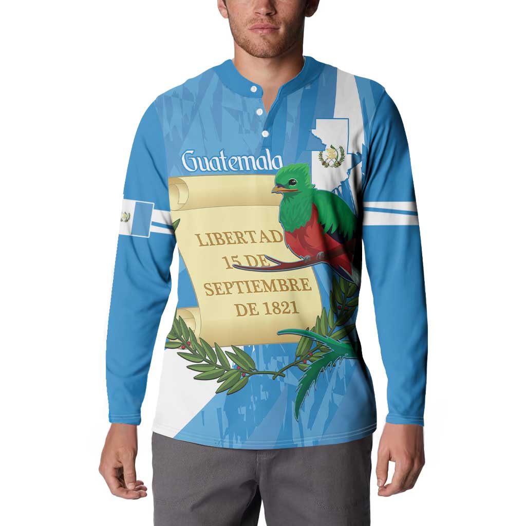 Guatemala Independence Day Button Sweatshirt Coat Of Arms With Resplendent Quetzal Grunge Style - Wonder Print Shop
