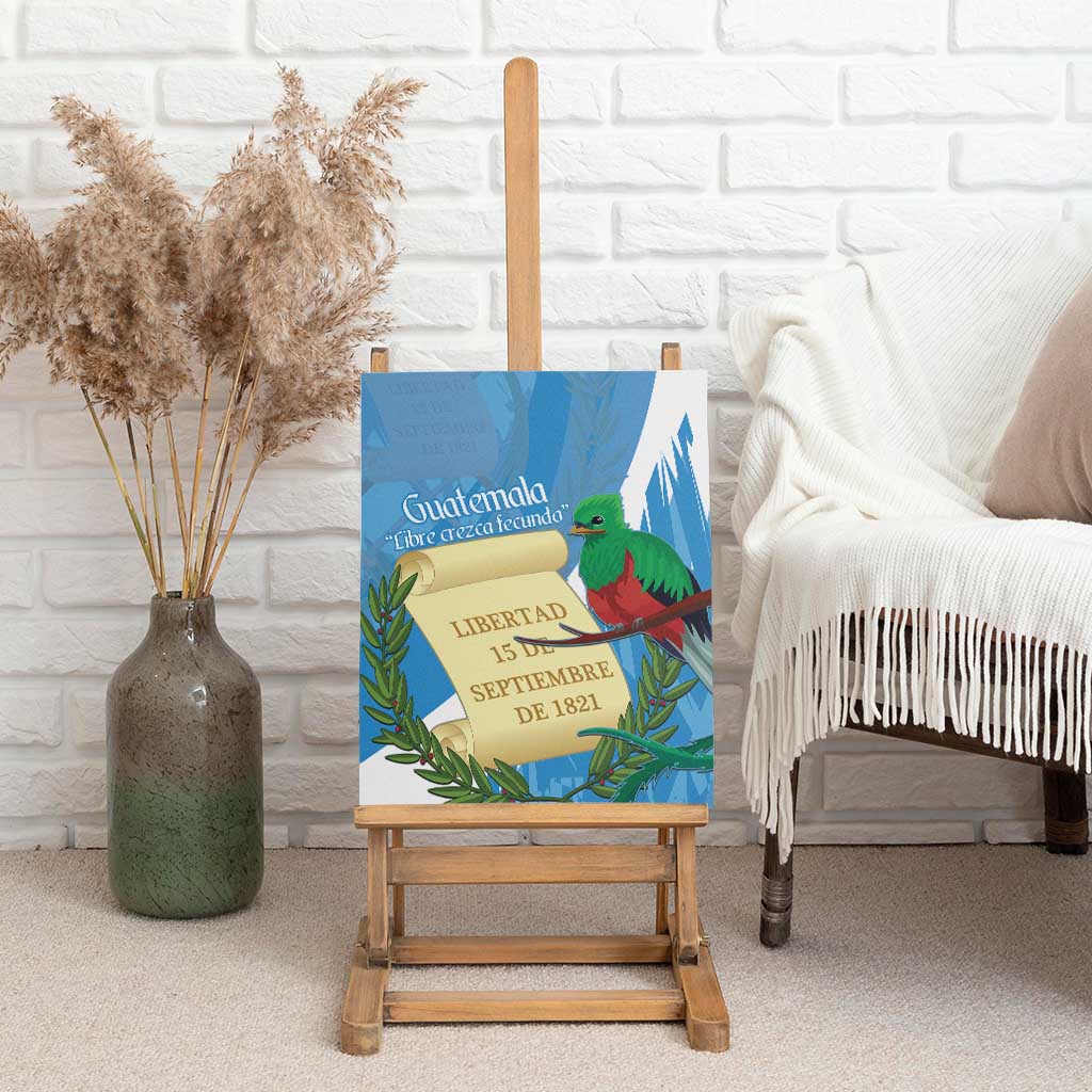 Guatemala Independence Day Canvas Wall Art Coat Of Arms With Resplendent Quetzal Grunge Style - Wonder Print Shop