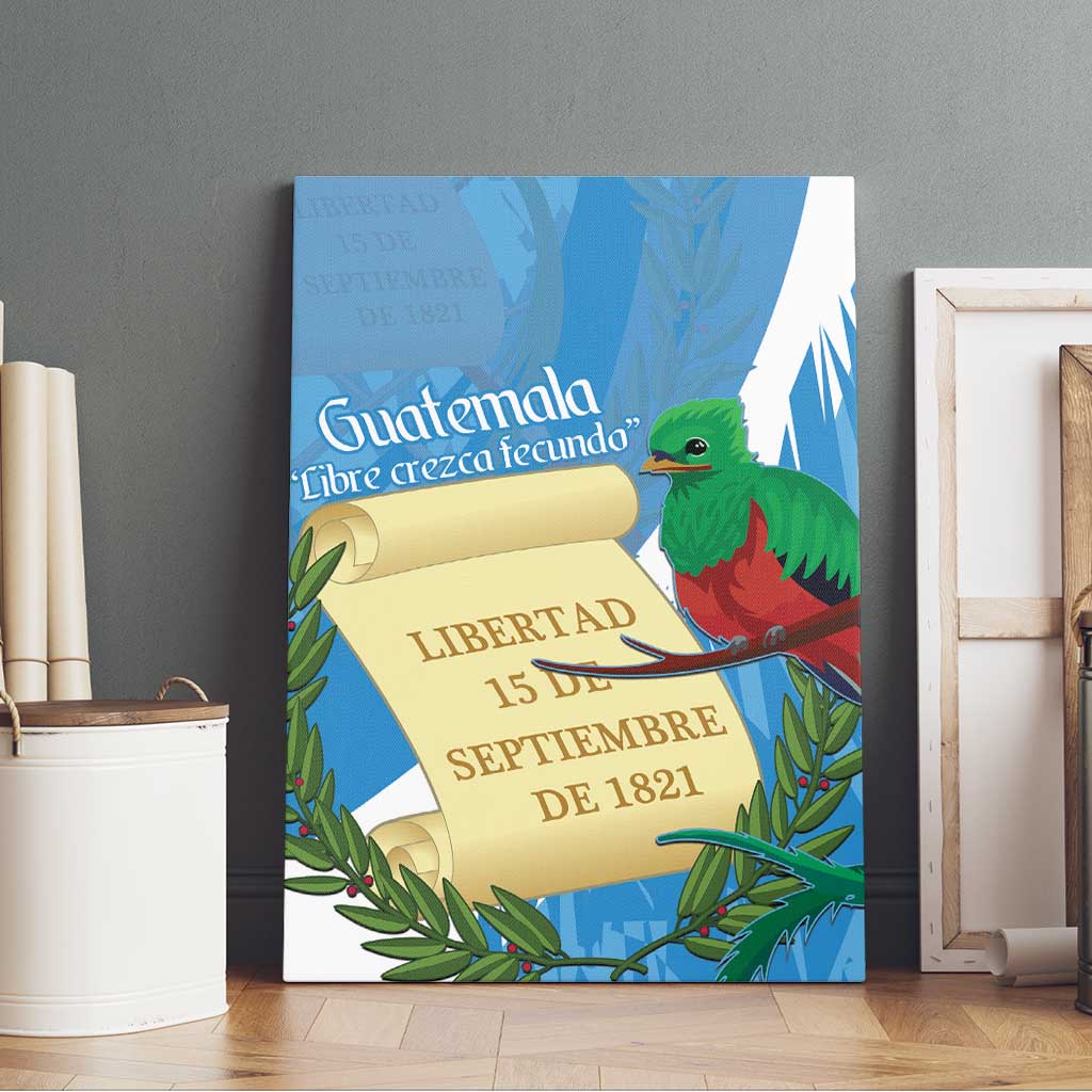 Guatemala Independence Day Canvas Wall Art Coat Of Arms With Resplendent Quetzal Grunge Style - Wonder Print Shop