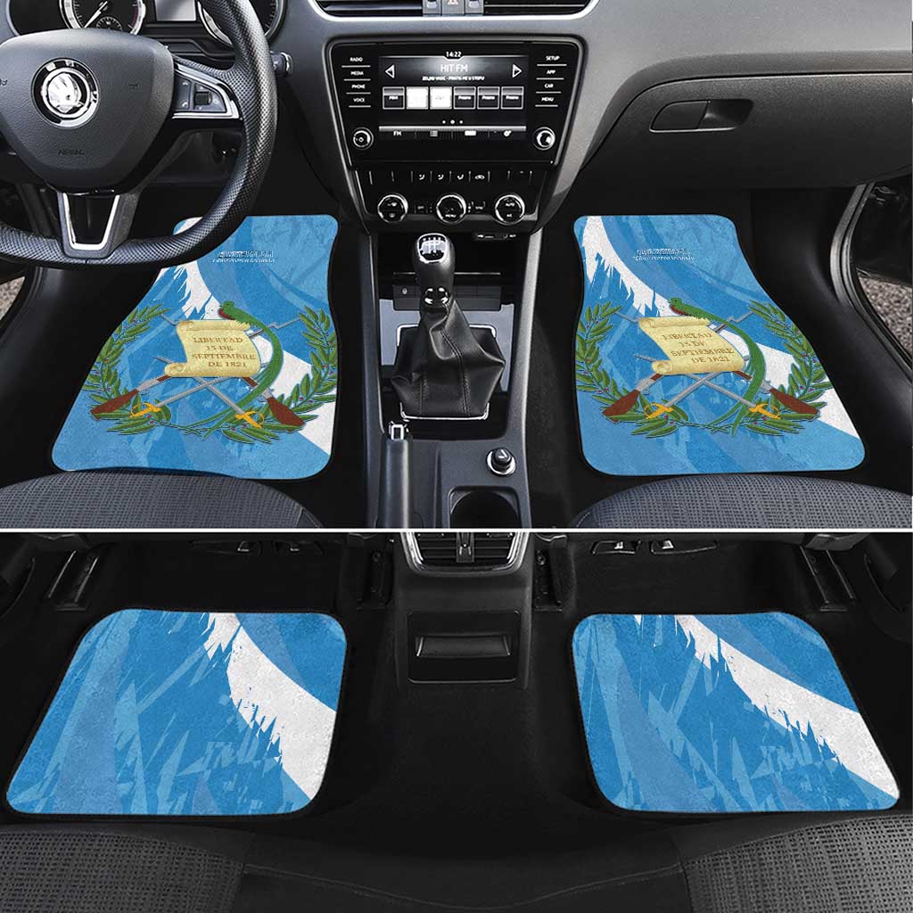 Guatemala Independence Day Car Mats Coat Of Arms With Resplendent Quetzal Grunge Style - Wonder Print Shop