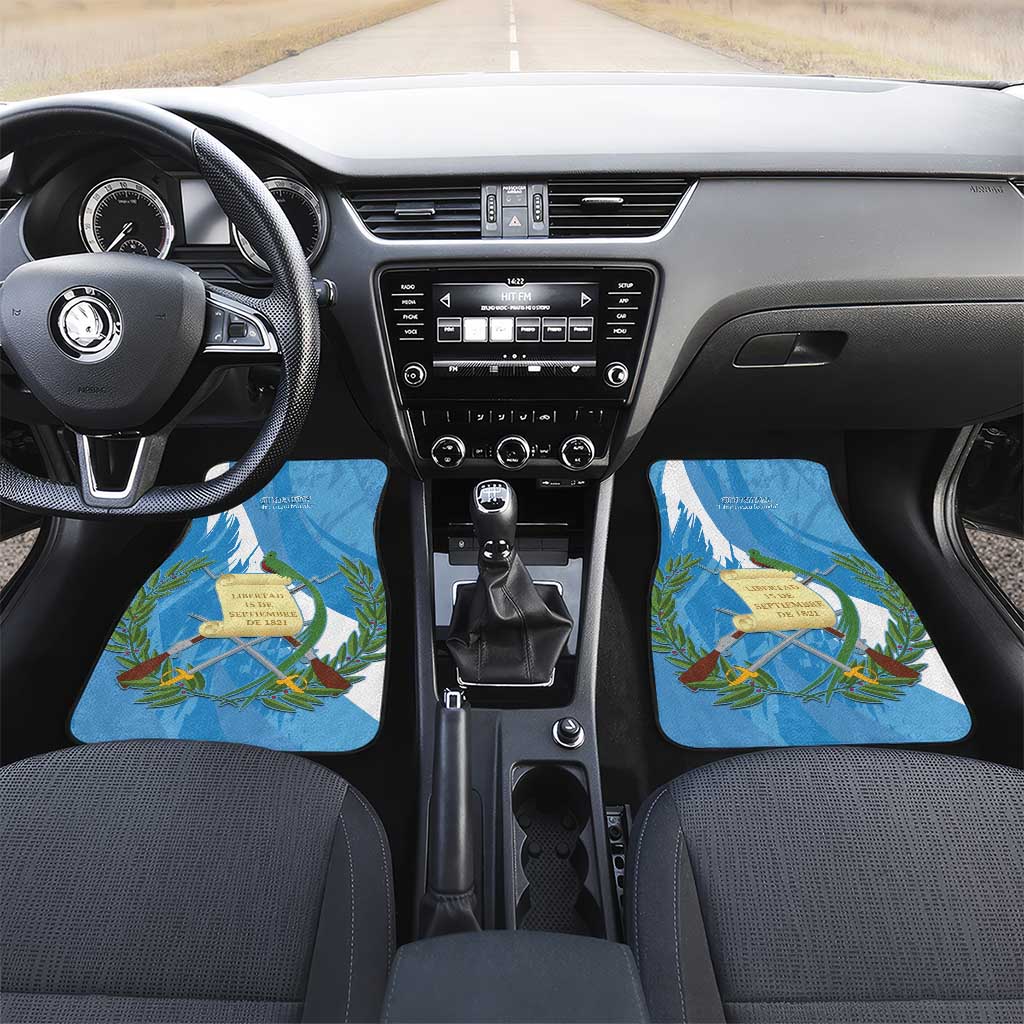 Guatemala Independence Day Car Mats Coat Of Arms With Resplendent Quetzal Grunge Style - Wonder Print Shop