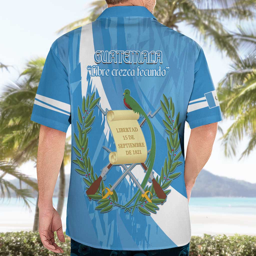 Guatemala Independence Day Hawaiian Shirt Coat Of Arms With Resplendent Quetzal Grunge Style - Wonder Print Shop
