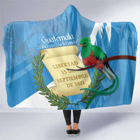 Guatemala Independence Day Hooded Blanket Coat Of Arms With Resplendent Quetzal Grunge Style