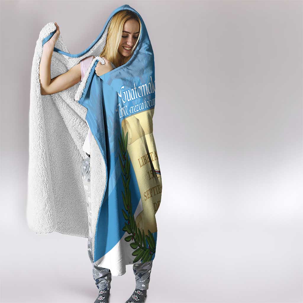 Guatemala Independence Day Hooded Blanket Coat Of Arms With Resplendent Quetzal Grunge Style