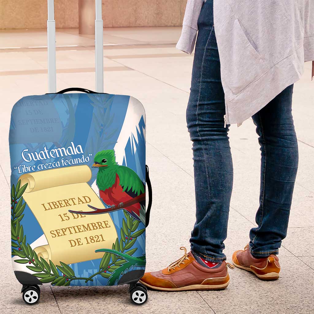 Guatemala Independence Day Luggage Cover Coat Of Arms With Resplendent Quetzal Grunge Style - Wonder Print Shop