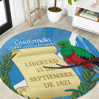 Guatemala Independence Day Round Carpet Coat Of Arms With Resplendent Quetzal Grunge Style