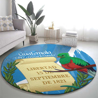 Guatemala Independence Day Round Carpet Coat Of Arms With Resplendent Quetzal Grunge Style