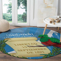 Guatemala Independence Day Round Carpet Coat Of Arms With Resplendent Quetzal Grunge Style