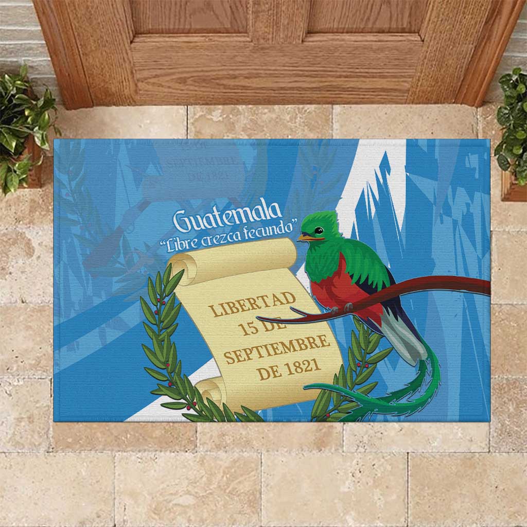 Guatemala Independence Day Rubber Doormat Coat Of Arms With Resplendent Quetzal Grunge Style - Wonder Print Shop