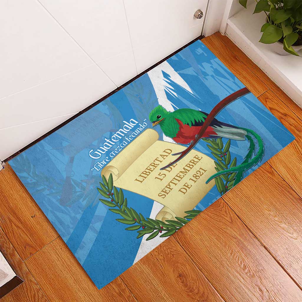 Guatemala Independence Day Rubber Doormat Coat Of Arms With Resplendent Quetzal Grunge Style - Wonder Print Shop