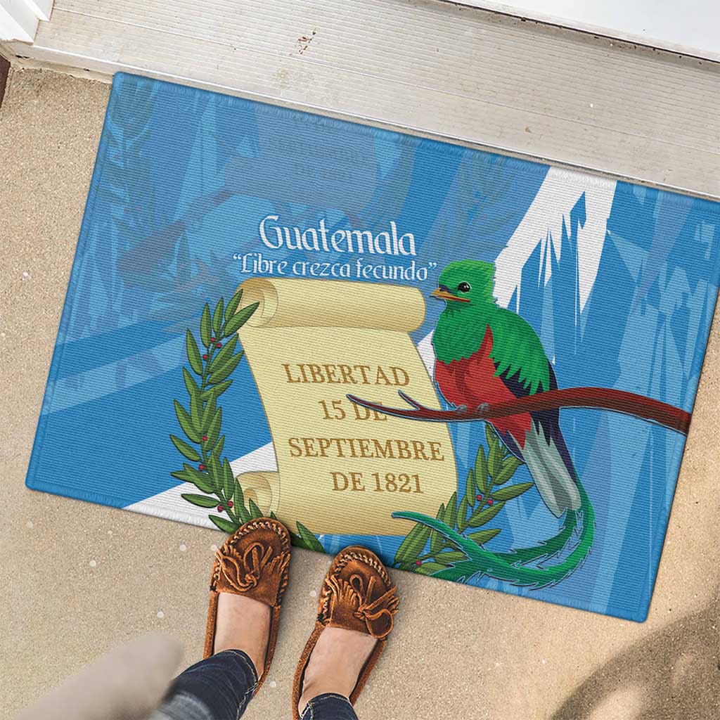 Guatemala Independence Day Rubber Doormat Coat Of Arms With Resplendent Quetzal Grunge Style - Wonder Print Shop