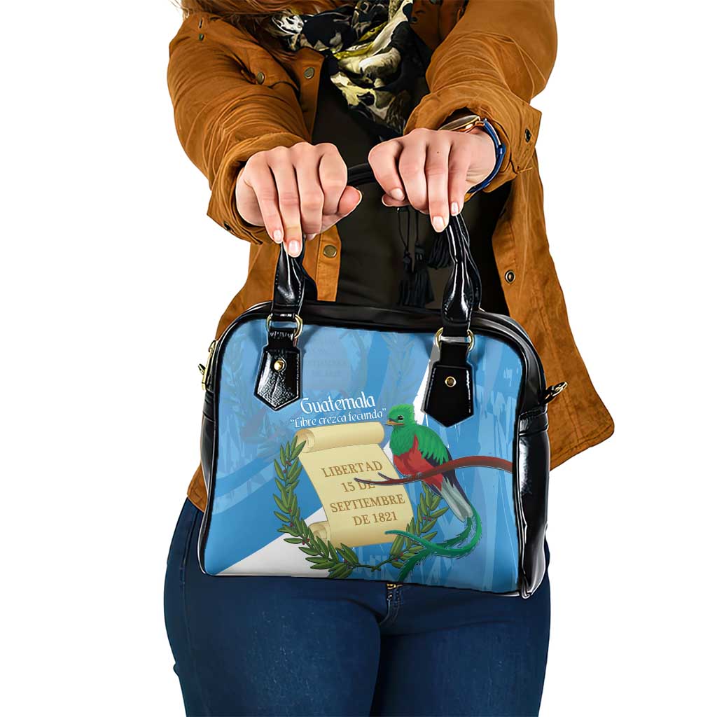 Guatemala Independence Day Shoulder Handbag Coat Of Arms With Resplendent Quetzal Grunge Style