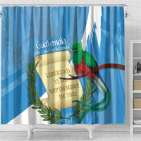 Guatemala Independence Day Shower Curtain Coat Of Arms With Resplendent Quetzal Grunge Style