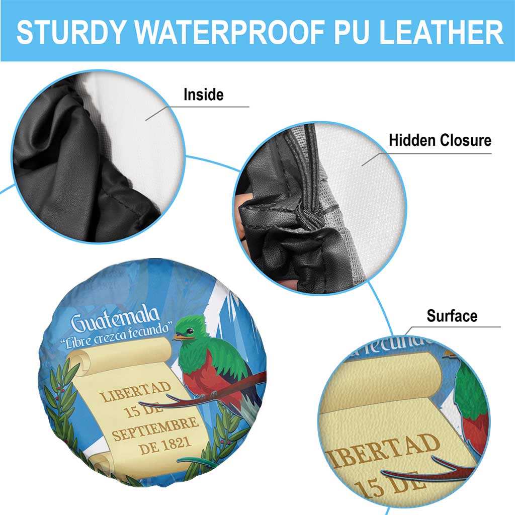 Guatemala Independence Day Spare Tire Cover Coat Of Arms With Resplendent Quetzal Grunge Style - Wonder Print Shop