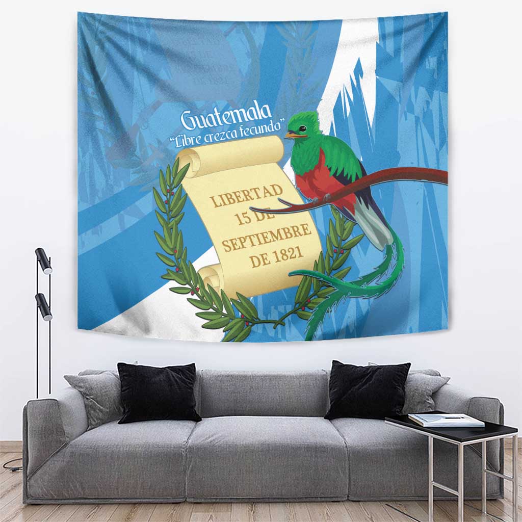 Guatemala Independence Day Tapestry Coat Of Arms With Resplendent Quetzal Grunge Style - Wonder Print Shop