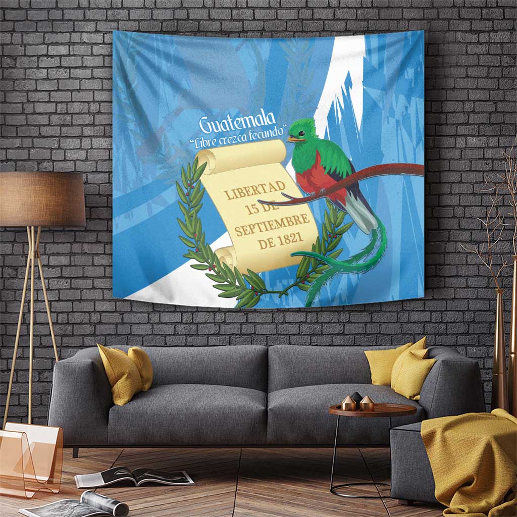 Guatemala Independence Day Tapestry Coat Of Arms With Resplendent Quetzal Grunge Style - Wonder Print Shop