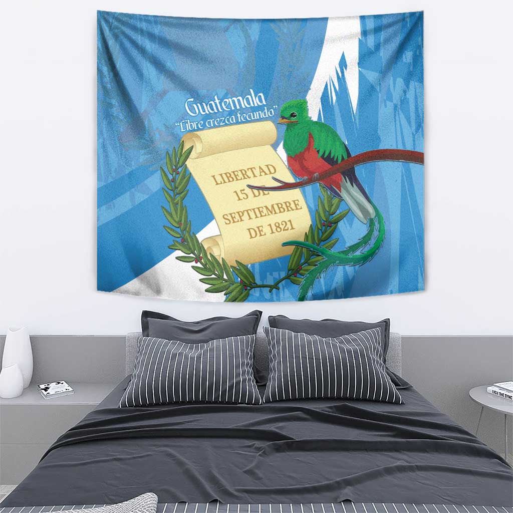 Guatemala Independence Day Tapestry Coat Of Arms With Resplendent Quetzal Grunge Style - Wonder Print Shop