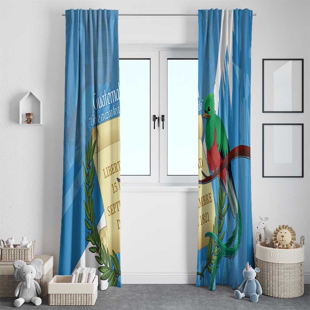Guatemala Independence Day Window Curtain Coat Of Arms With Resplendent Quetzal Grunge Style - Wonder Print Shop