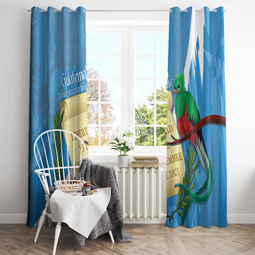Guatemala Independence Day Window Curtain Coat Of Arms With Resplendent Quetzal Grunge Style - Wonder Print Shop