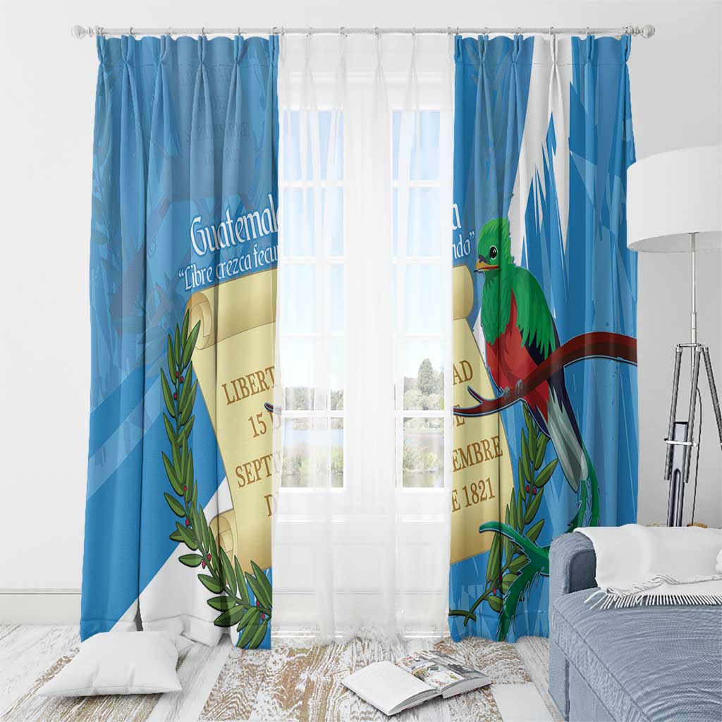 Guatemala Independence Day Window Curtain Coat Of Arms With Resplendent Quetzal Grunge Style - Wonder Print Shop