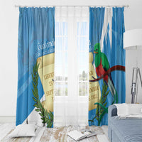 Guatemala Independence Day Window Curtain Coat Of Arms With Resplendent Quetzal Grunge Style - Wonder Print Shop
