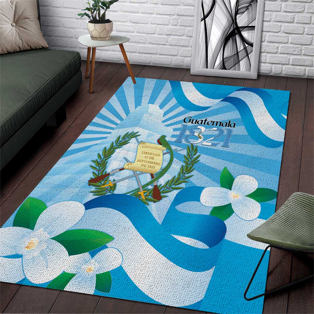 Guatemala Independence Day Area Rug Since 1821 Coat Of Arms With Tikal - Wonder Print Shop