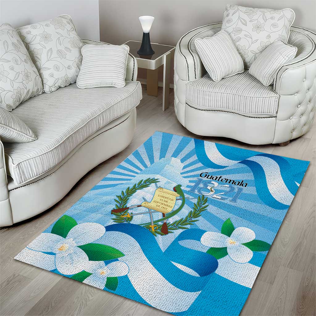 Guatemala Independence Day Area Rug Since 1821 Coat Of Arms With Tikal - Wonder Print Shop