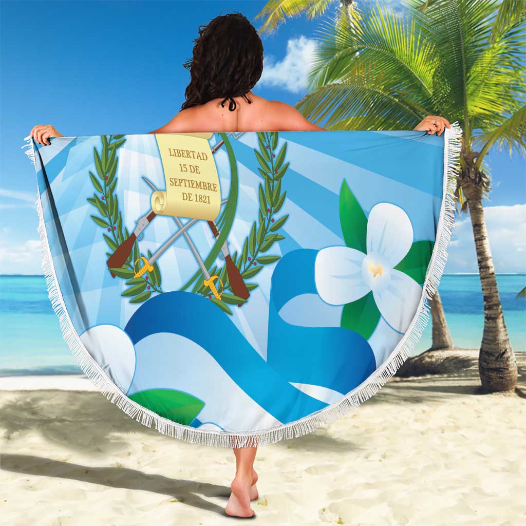 Guatemala Independence Day Beach Blanket Since 1821 Coat Of Arms With Tikal - Wonder Print Shop