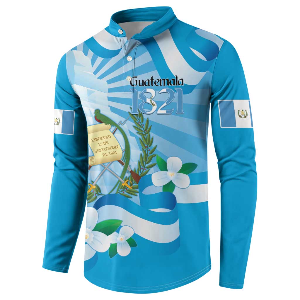 Guatemala Independence Day Button Sweatshirt Since 1821 Coat Of Arms With Tikal - Wonder Print Shop
