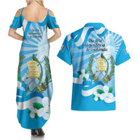 Guatemala Independence Day Couples Matching Summer Maxi Dress and Hawaiian Shirt Since 1821 Coat Of Arms With Tikal - Wonder Print Shop