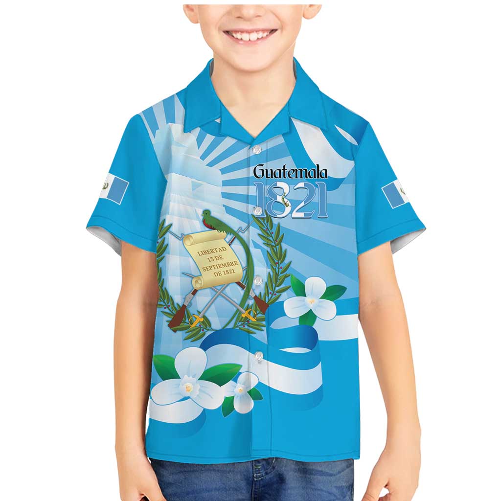 Guatemala Independence Day Family Matching Mermaid Dress and Hawaiian Shirt Since 1821 Coat Of Arms With Tikal - Wonder Print Shop