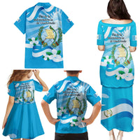Guatemala Independence Day Family Matching Puletasi and Hawaiian Shirt Since 1821 Coat Of Arms With Tikal - Wonder Print Shop
