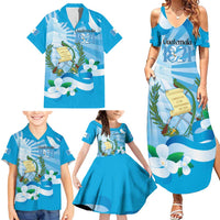 Guatemala Independence Day Family Matching Summer Maxi Dress and Hawaiian Shirt Since 1821 Coat Of Arms With Tikal - Wonder Print Shop