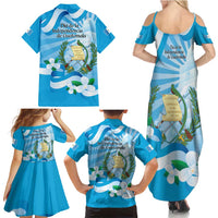 Guatemala Independence Day Family Matching Summer Maxi Dress and Hawaiian Shirt Since 1821 Coat Of Arms With Tikal - Wonder Print Shop