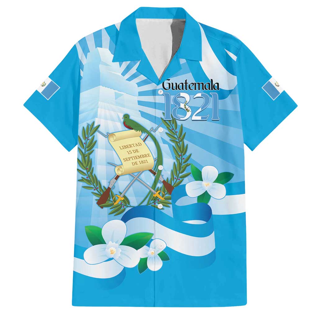 Guatemala Independence Day Family Matching Summer Maxi Dress and Hawaiian Shirt Since 1821 Coat Of Arms With Tikal - Wonder Print Shop