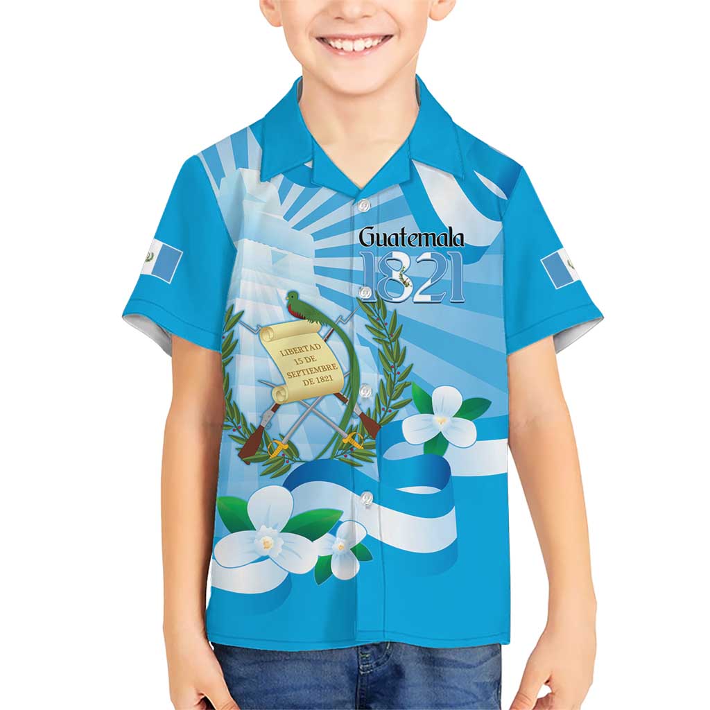Guatemala Independence Day Hawaiian Shirt Since 1821 Coat Of Arms With Tikal - Wonder Print Shop