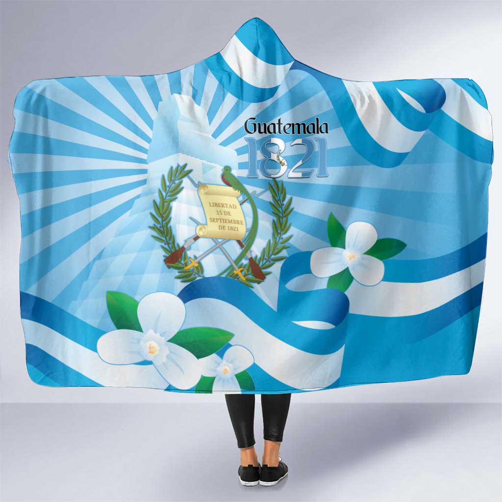 Guatemala Independence Day Hooded Blanket Since 1821 Coat Of Arms With Tikal