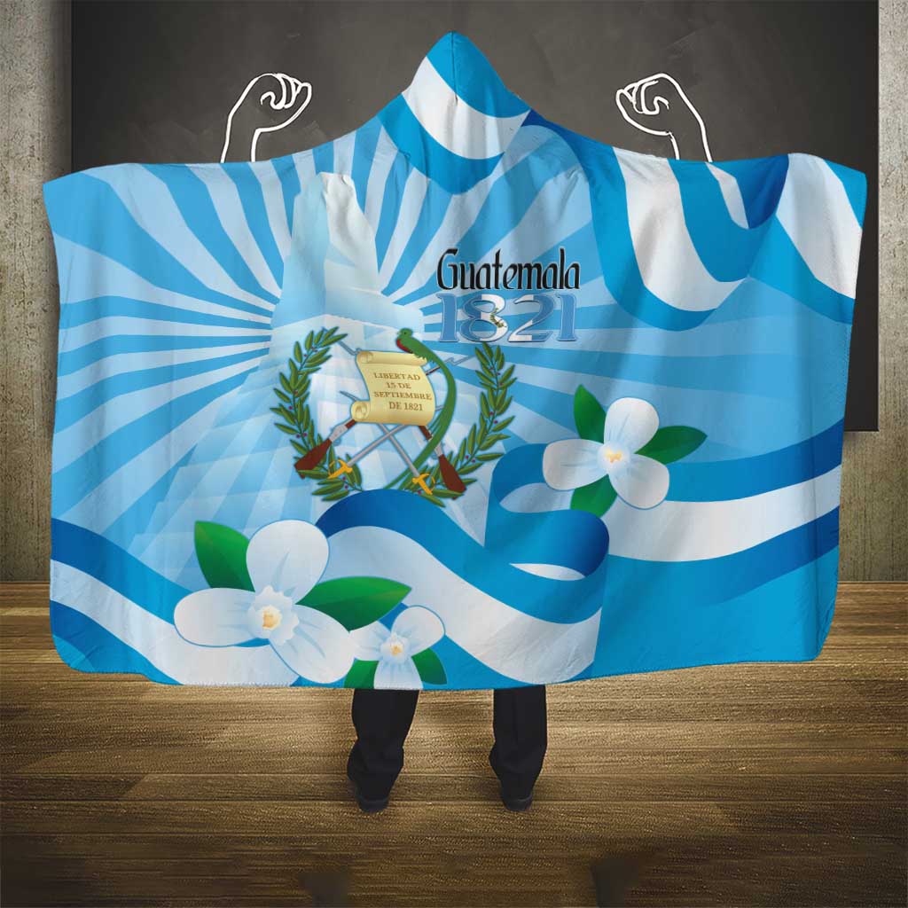 Guatemala Independence Day Hooded Blanket Since 1821 Coat Of Arms With Tikal