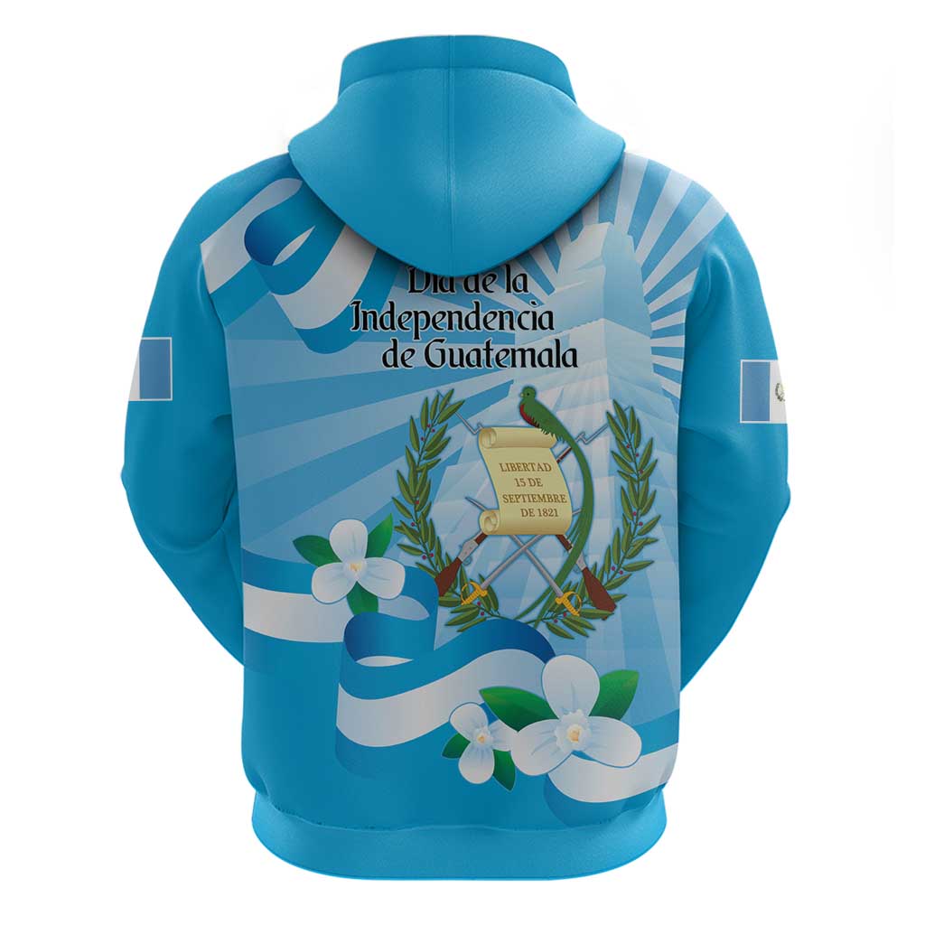 Guatemala Independence Day Hoodie Since 1821 Coat Of Arms With Tikal - Wonder Print Shop