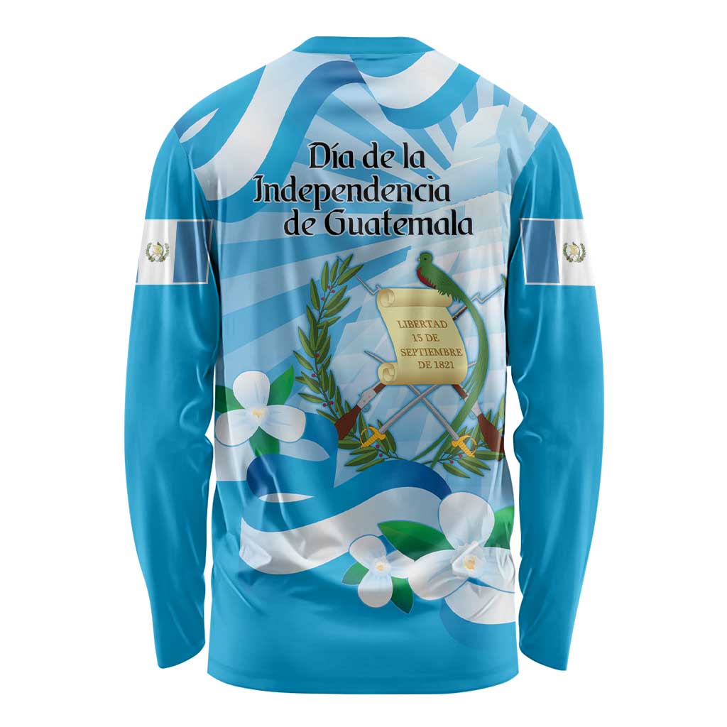 Guatemala Independence Day Long Sleeve Shirt Since 1821 Coat Of Arms With Tikal - Wonder Print Shop