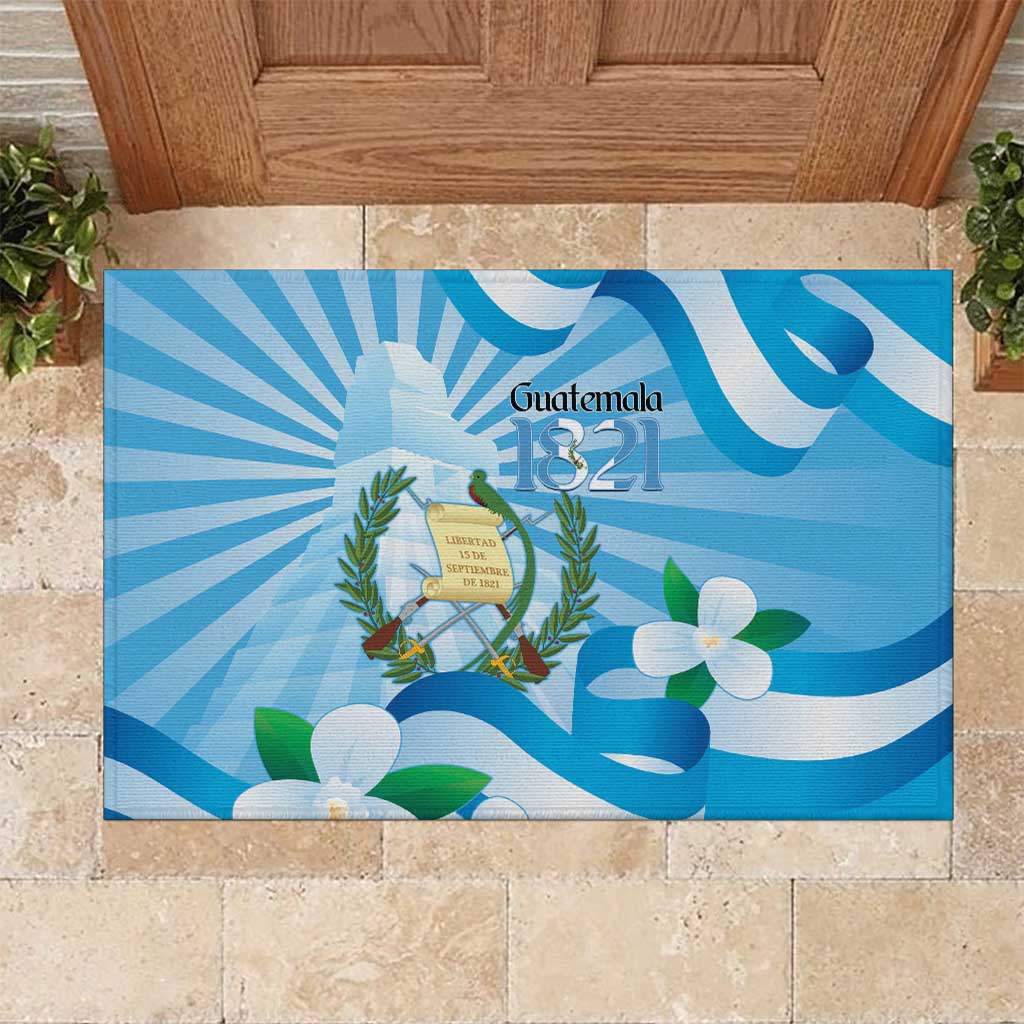 Guatemala Independence Day Rubber Doormat Since 1821 Coat Of Arms With Tikal - Wonder Print Shop