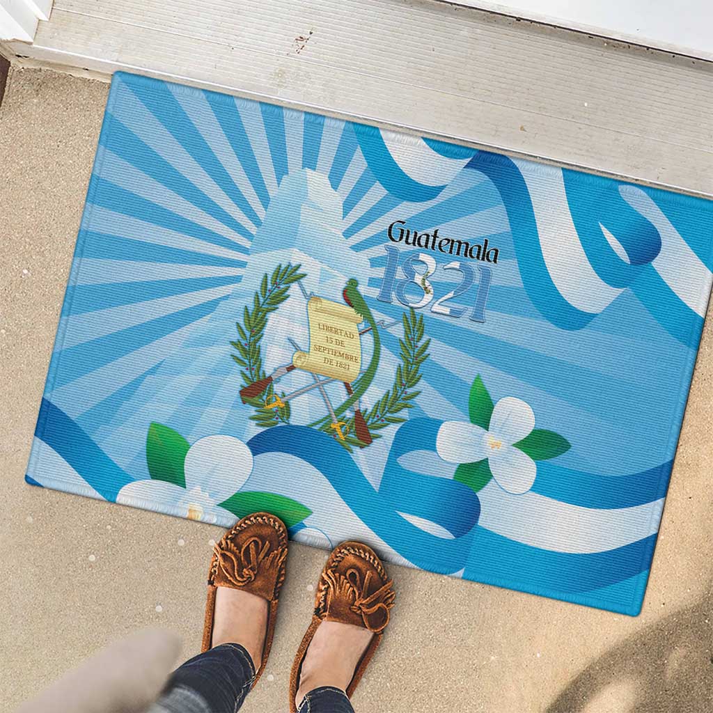 Guatemala Independence Day Rubber Doormat Since 1821 Coat Of Arms With Tikal - Wonder Print Shop
