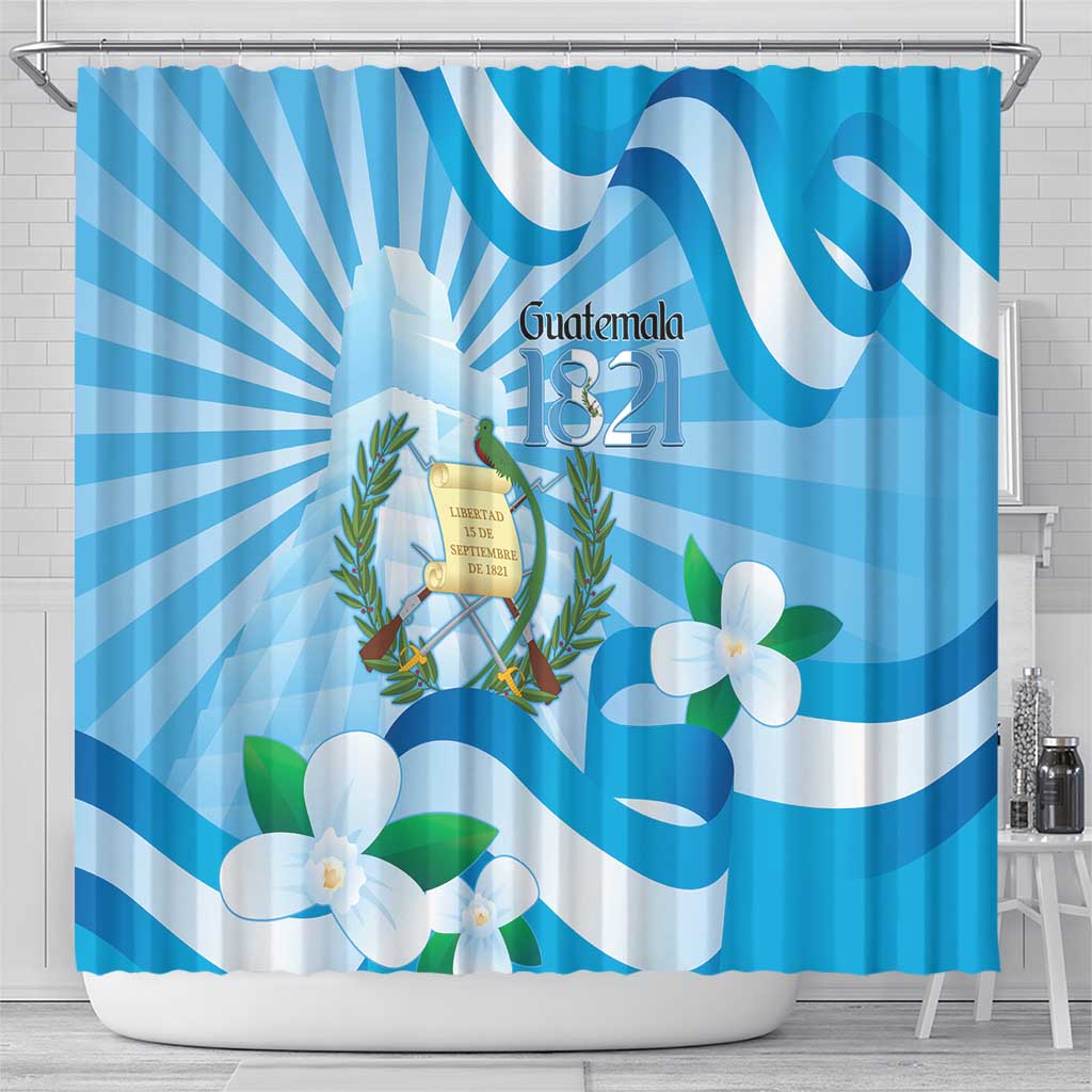 Guatemala Independence Day Shower Curtain Since 1821 Coat Of Arms With Tikal