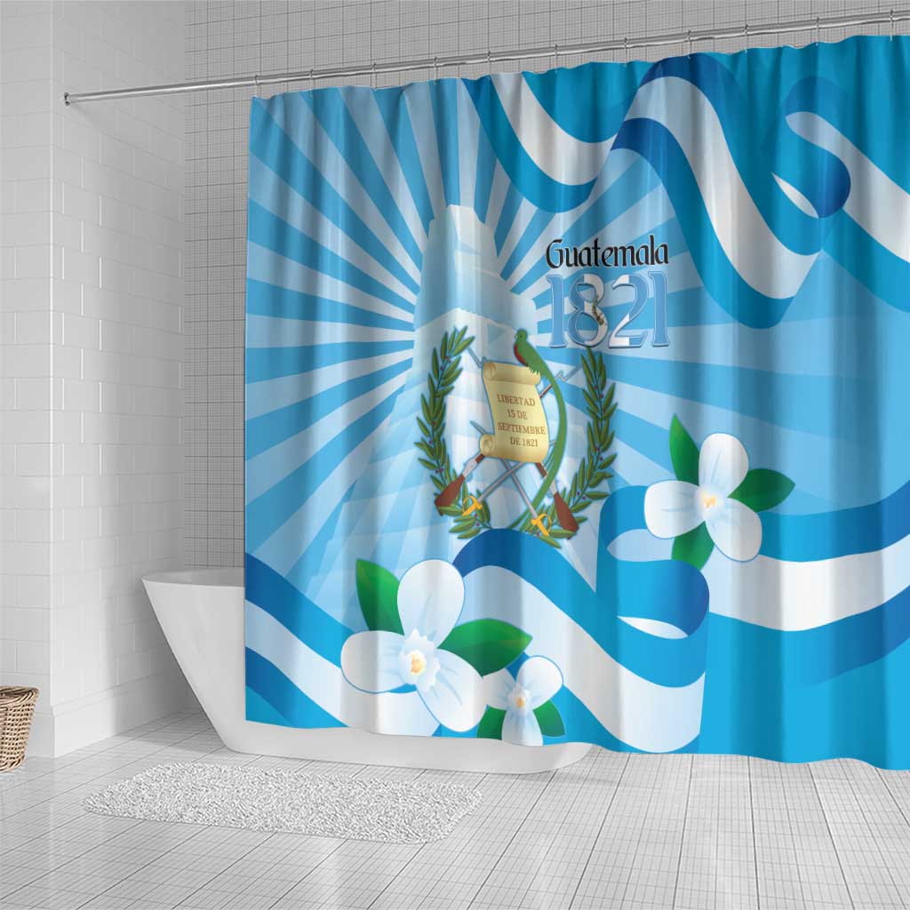 Guatemala Independence Day Shower Curtain Since 1821 Coat Of Arms With Tikal