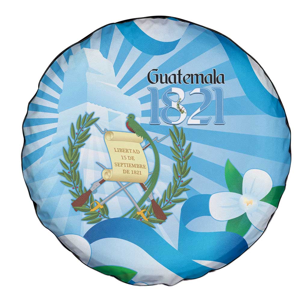 Guatemala Independence Day Spare Tire Cover Since 1821 Coat Of Arms With Tikal - Wonder Print Shop