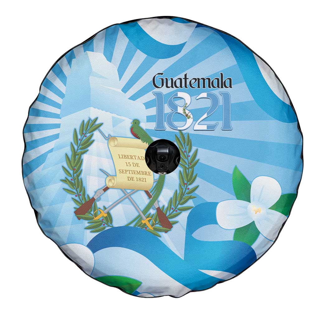 Guatemala Independence Day Spare Tire Cover Since 1821 Coat Of Arms With Tikal - Wonder Print Shop