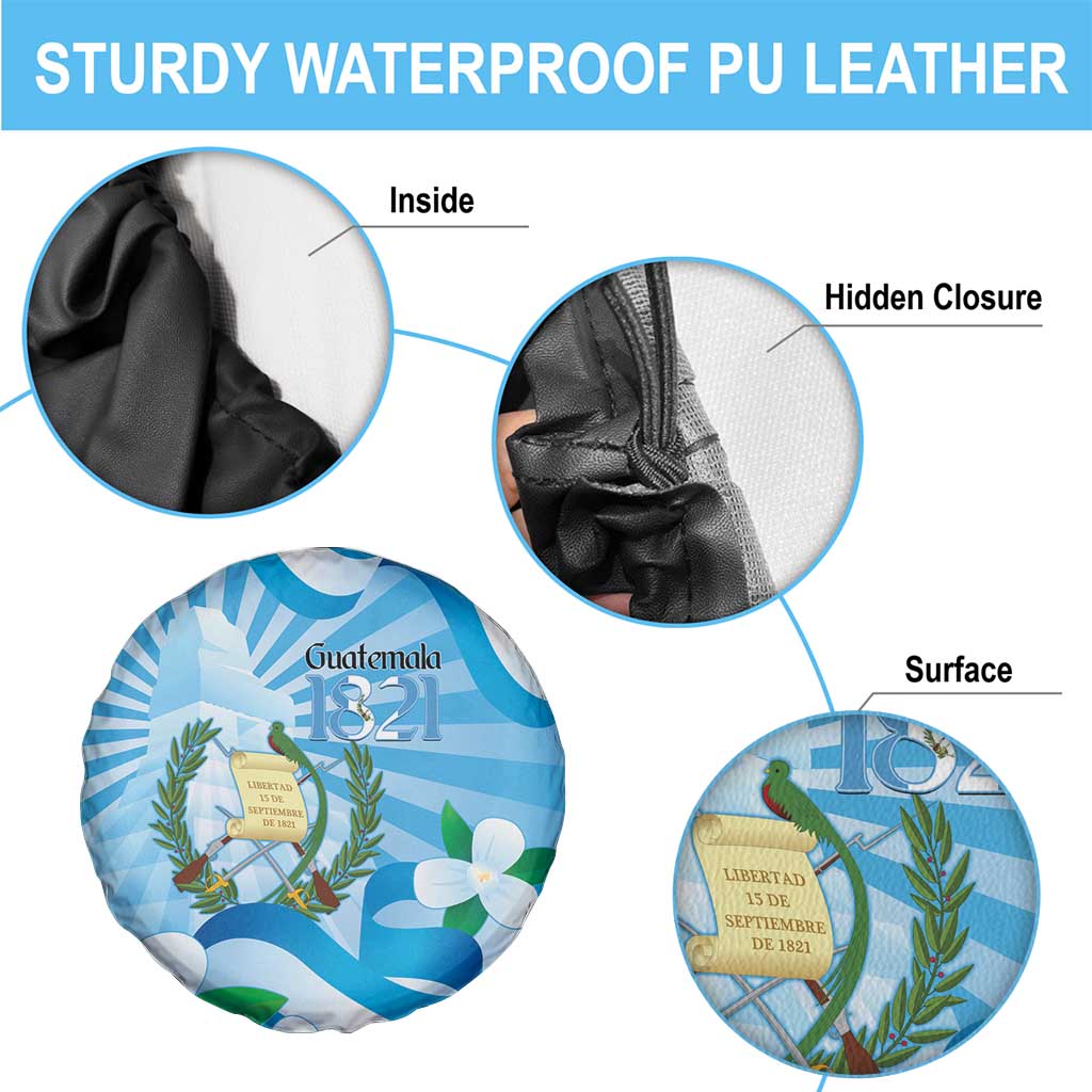 Guatemala Independence Day Spare Tire Cover Since 1821 Coat Of Arms With Tikal - Wonder Print Shop